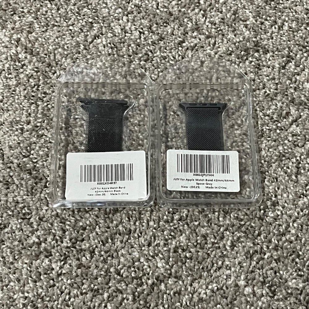 NEW Set of 2 42mm/44mm Milanese Loop JUIY for Apple Watch Bands in Space Gray an